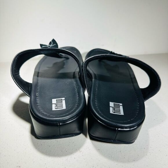 Fitflop Womens FINO SLEEK FLORAL Black Thong Sandals 11 Medium (B,M)DZ8-090 - Picture 2 of 7